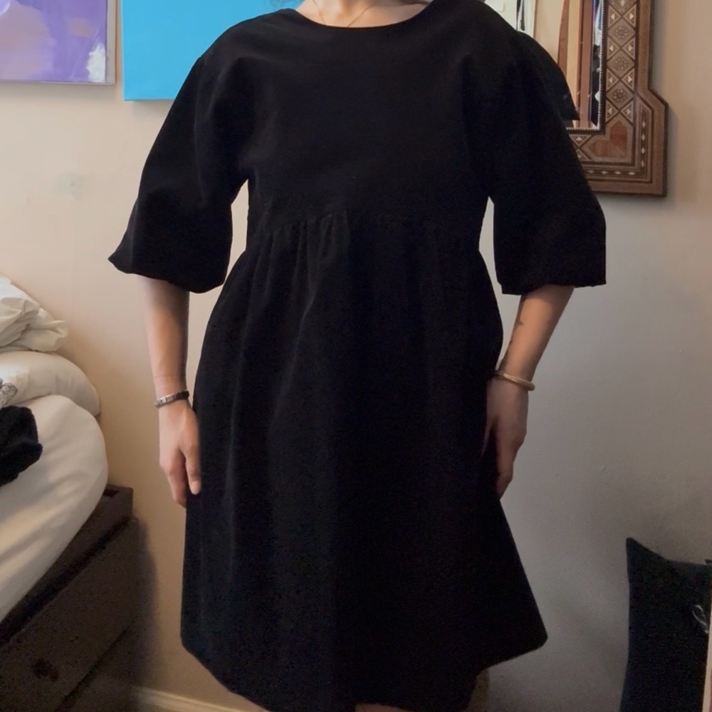 Cotton Corduroy Black Everlane Babydoll Mini Dress